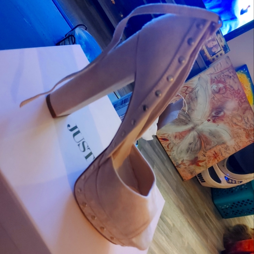 Tan suade heels